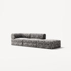 LUNA - 2 Seat with open end - Right - Chenille Jacquard Zebra Black White