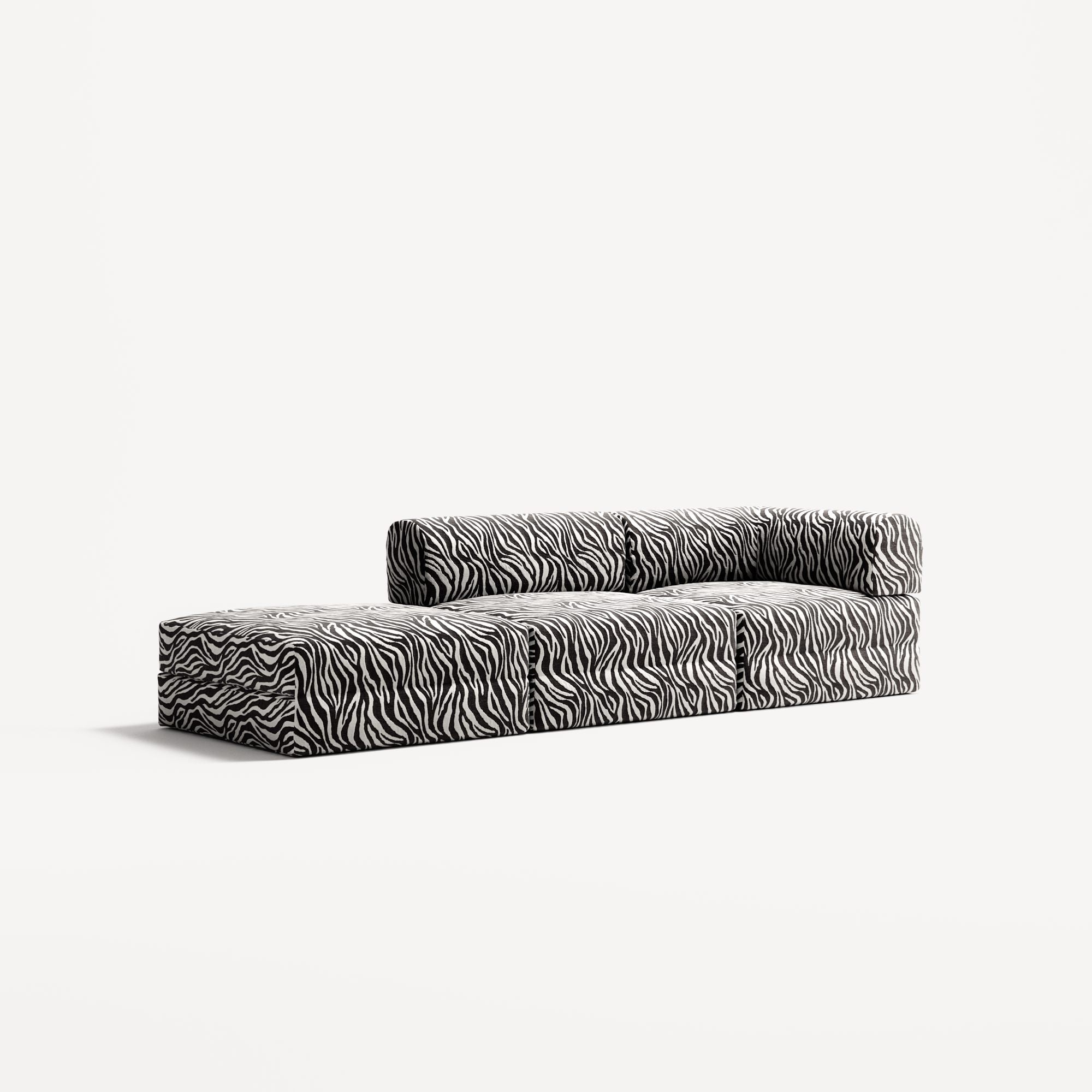LUNA - 2 Seat with open end - Left - Chenille Jacquard Zebra Black White