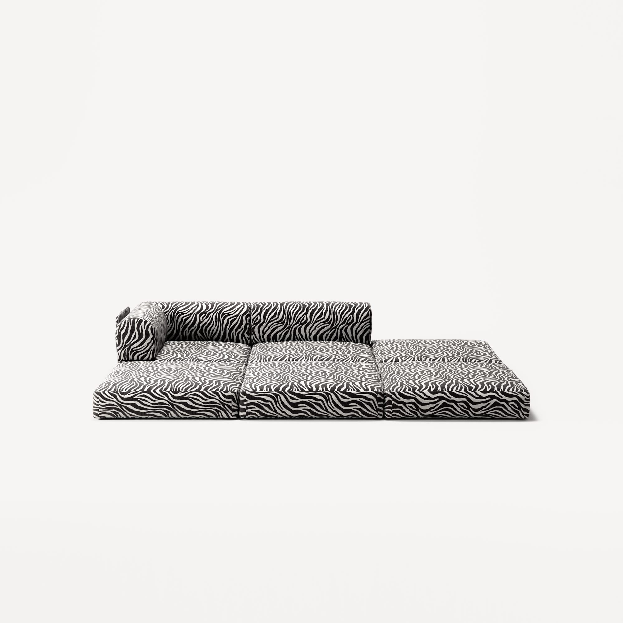 LUNA - 2 Seat with open end - Right - Chenille Jacquard Zebra Black White