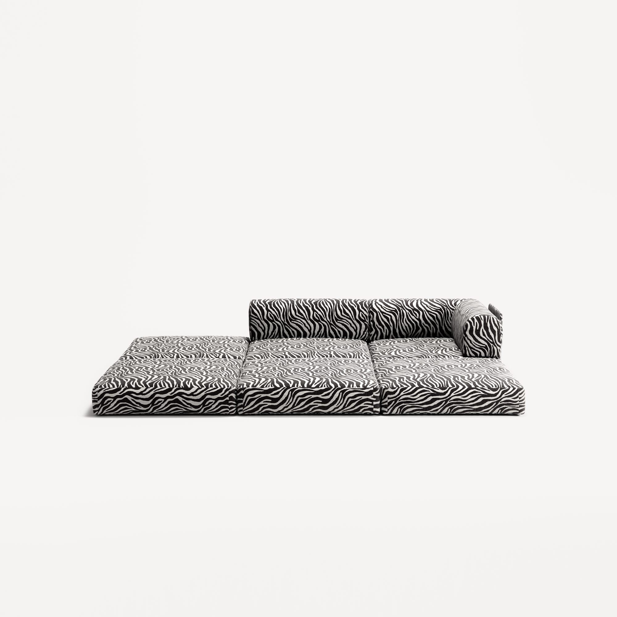 LUNA - 2 Seat with open end - Left - Chenille Jacquard Zebra Black White