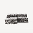 LUNA - 2 Seat with open end - Right - Chenille Jacquard Zebra Black White