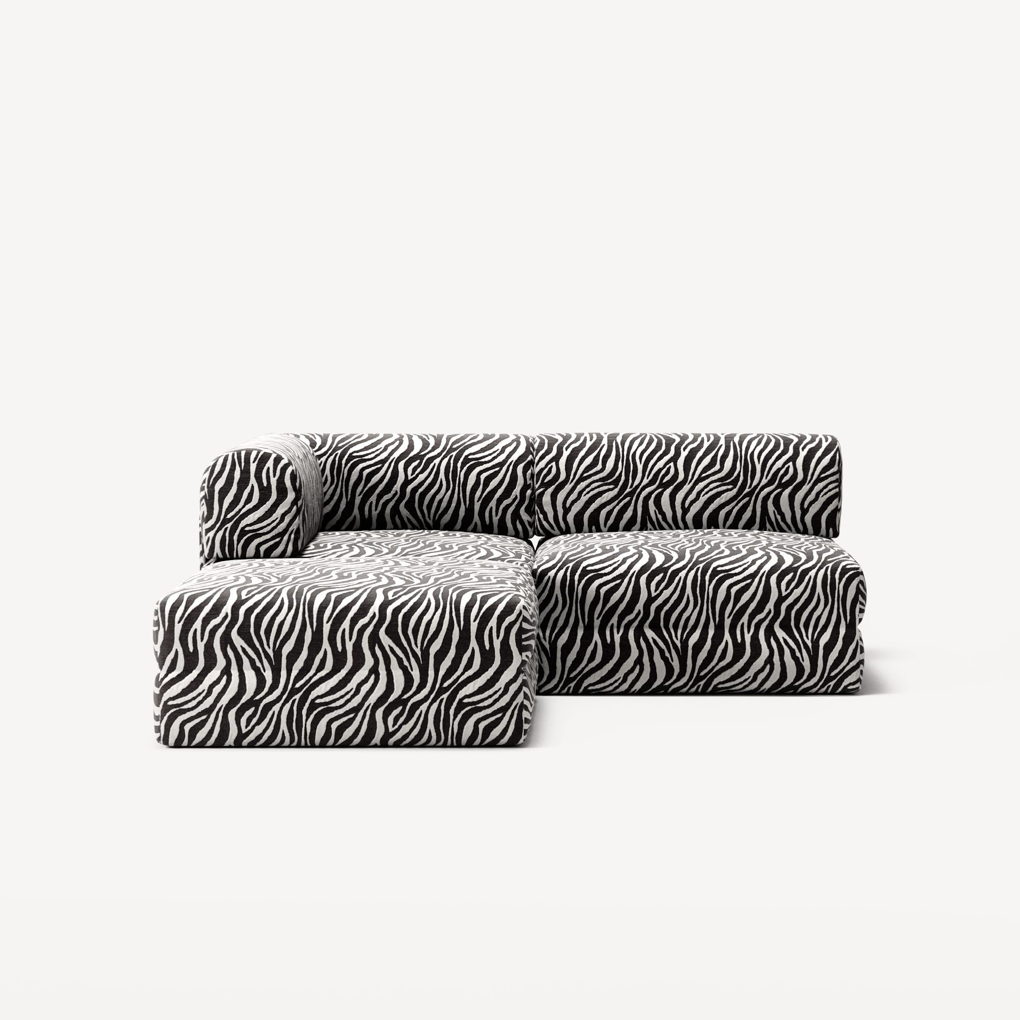 LUNA - 2 Seat with open end - Right - Chenille Jacquard Zebra Black White