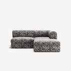 LUNA - 2 Seat with open end - Left - Chenille Jacquard Zebra Black White