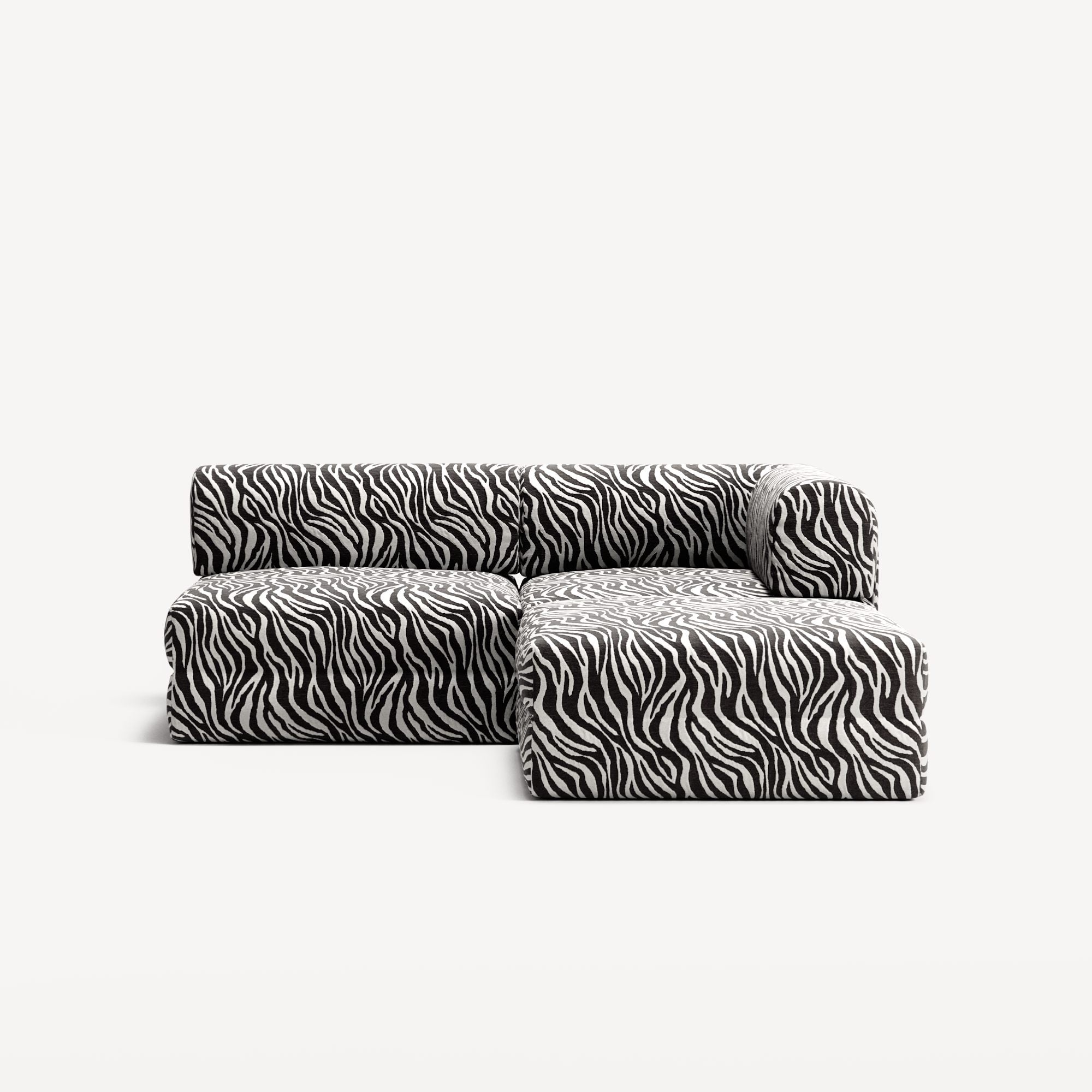 LUNA - 2 Seat with open end - Left - Chenille Jacquard Zebra Black White