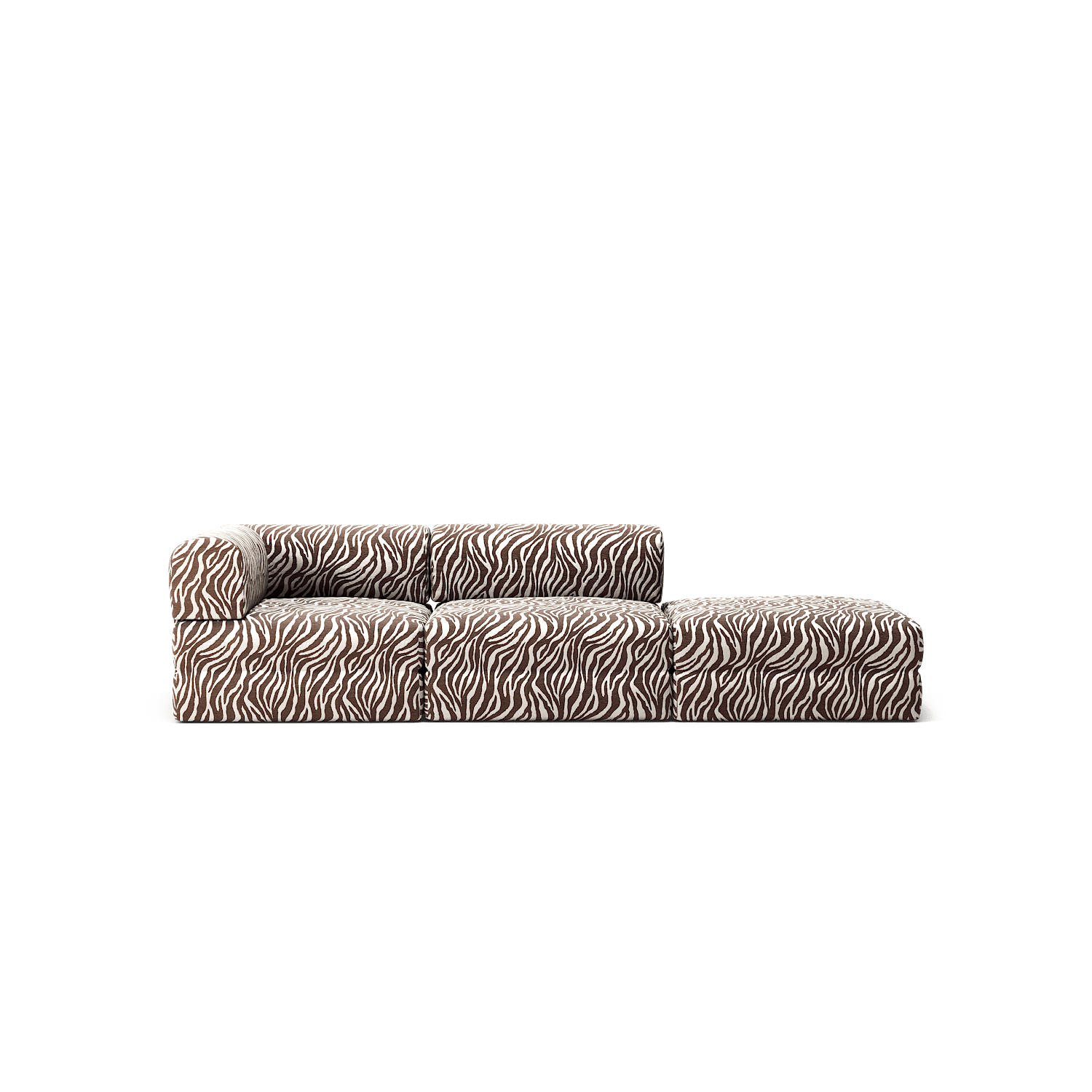 LUNA - 2 Seat with open end - Right - Chenille Jacquard Zebra Brown White