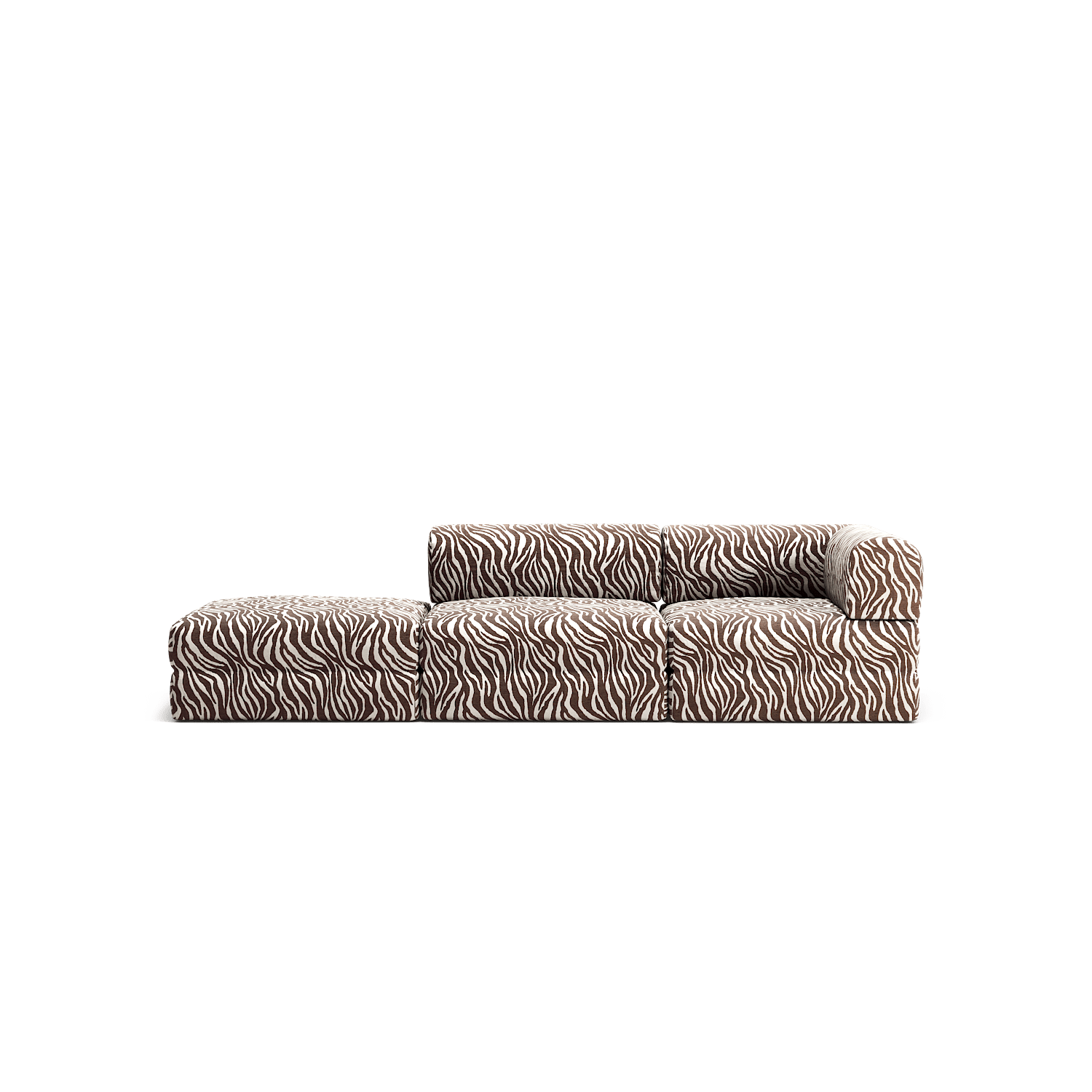 LUNA - 2 Seat with open end - Left - Chenille Jacquard Zebra Brown White