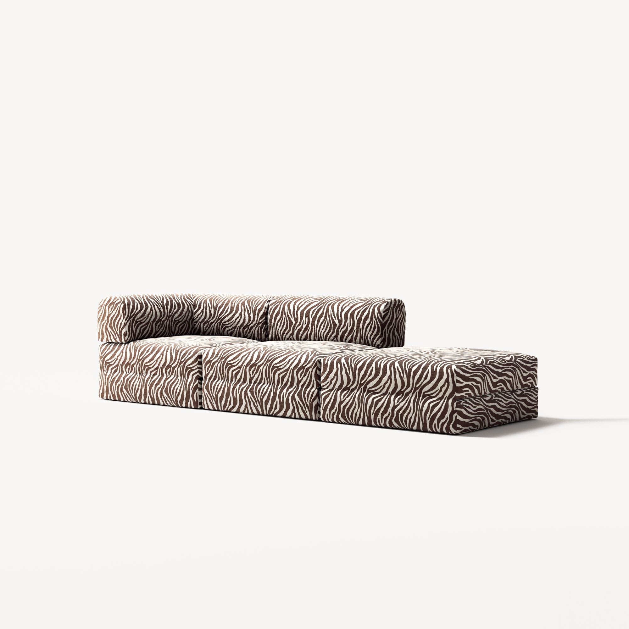 LUNA - 2 Seat with open end - Right - Chenille Jacquard Zebra Brown White