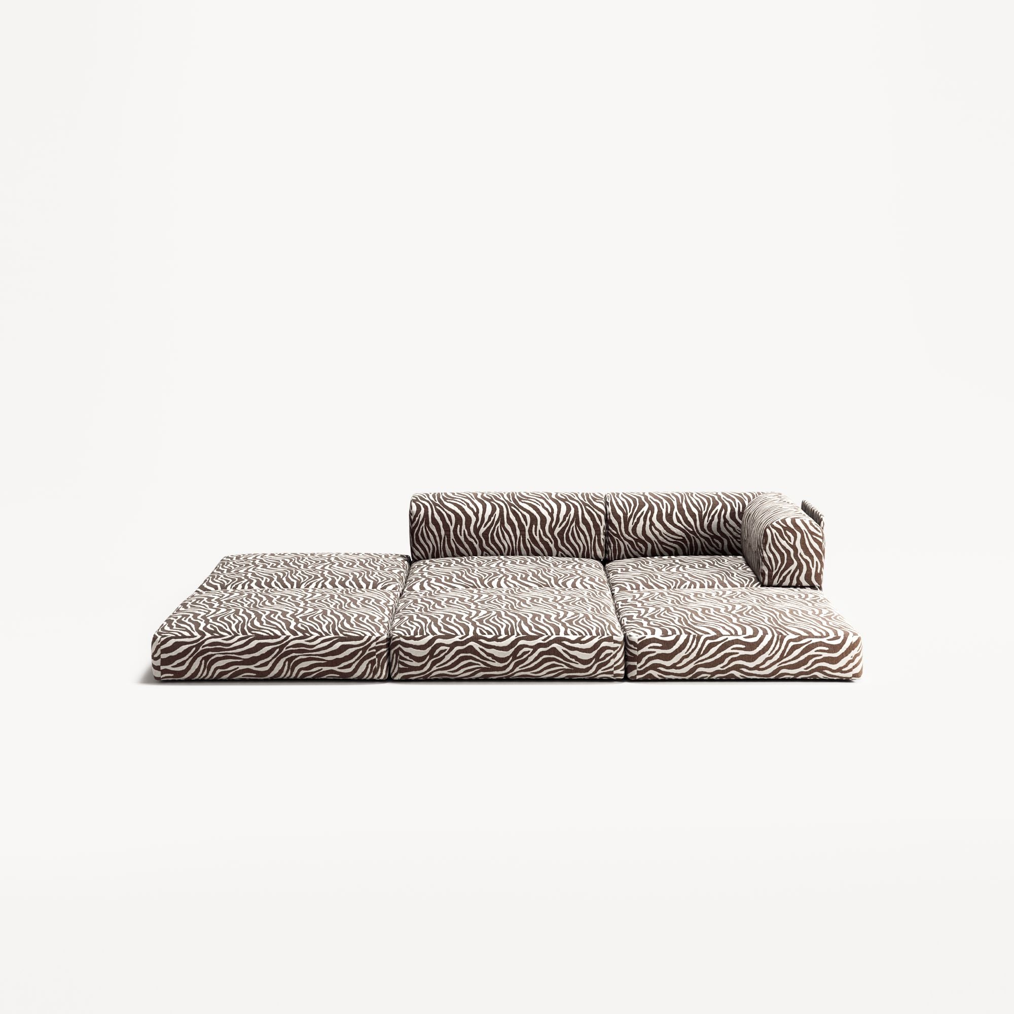 LUNA - 2 Seat with open end - Left - Chenille Jacquard Zebra Brown White