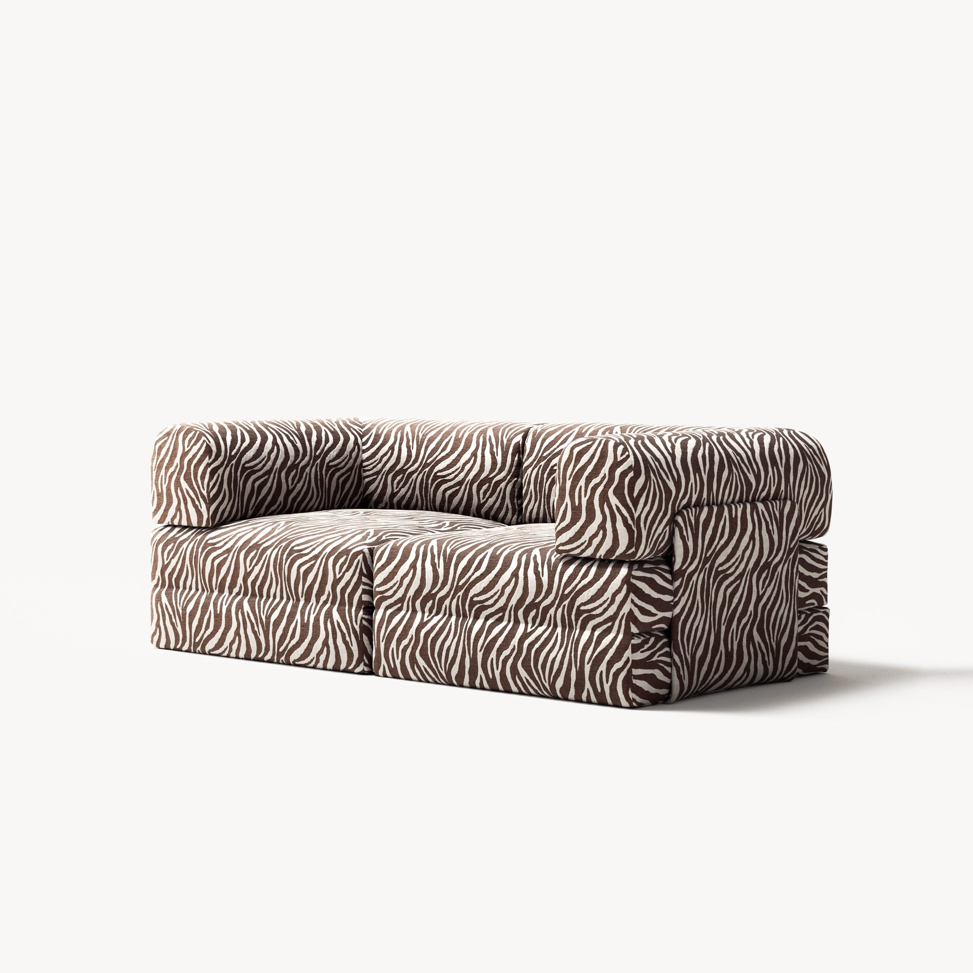 LUNA - 2 Seat - Chenille Jacquard Zebra Brown White