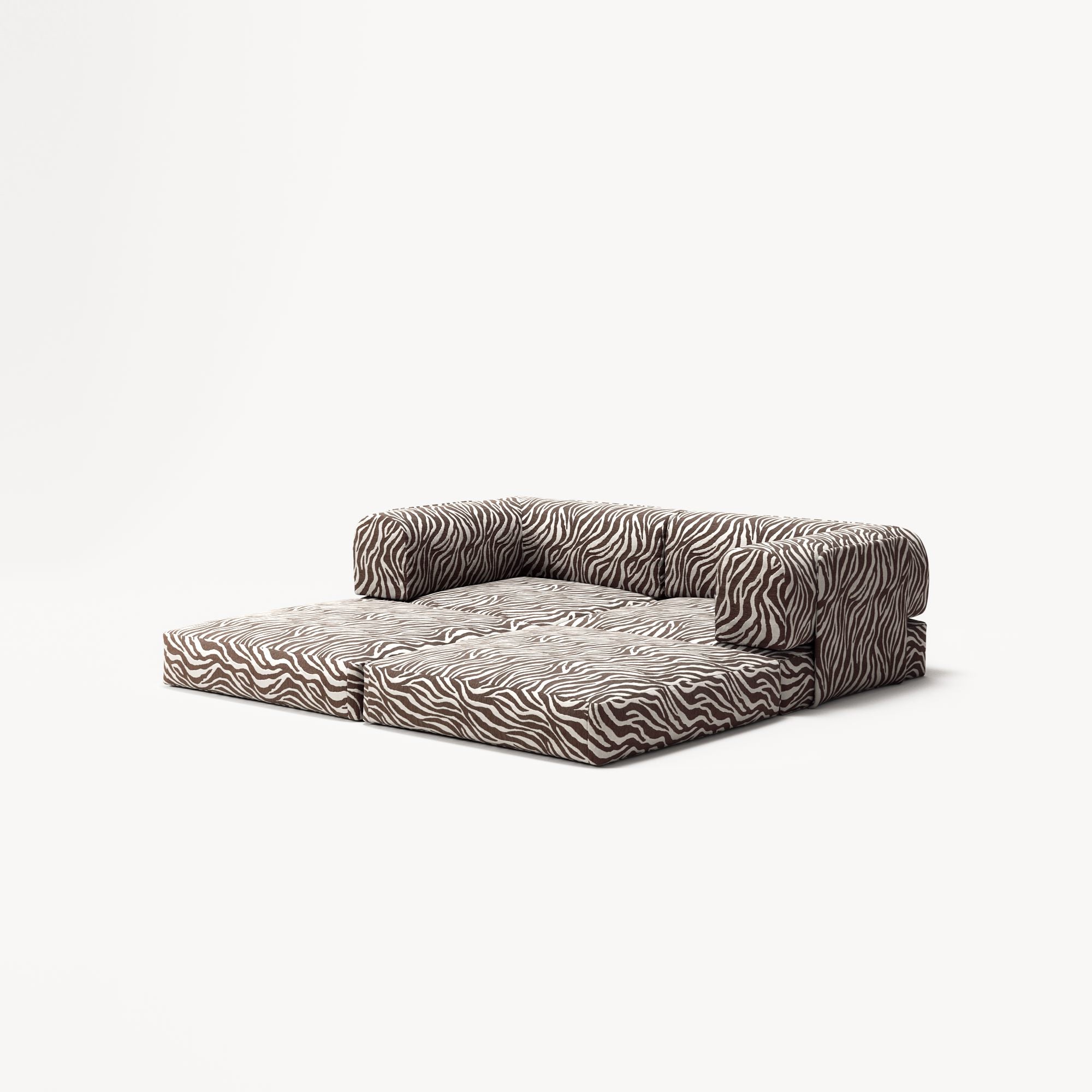 LUNA - 2 Seat - Chenille Jacquard Zebra Brown White