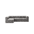 LUNA - 3 Seater Divan - Left - Chenille Jacquard Zebra Black White