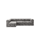 LUNA - 3 Seater Divan - Left - Chenille Jacquard Zebra Black White