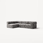 LUNA - 3 Seater Divan - Left - Chenille Jacquard Zebra Black White