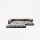 LUNA - 3 Seater Divan - Left - Chenille Jacquard Zebra Black White
