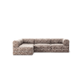 LUNA - 3 Seater Divan - Left - Chenille Jacquard Zebra Brown White