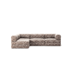 LUNA - 3 Seater Divan - Left - Chenille Jacquard Zebra Brown White