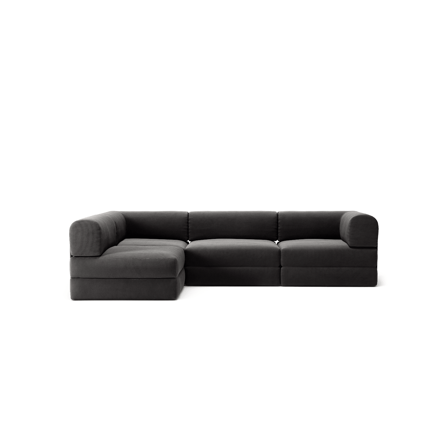 LUNA - 3 Seater Divan - Left - Corduroy Charcoal