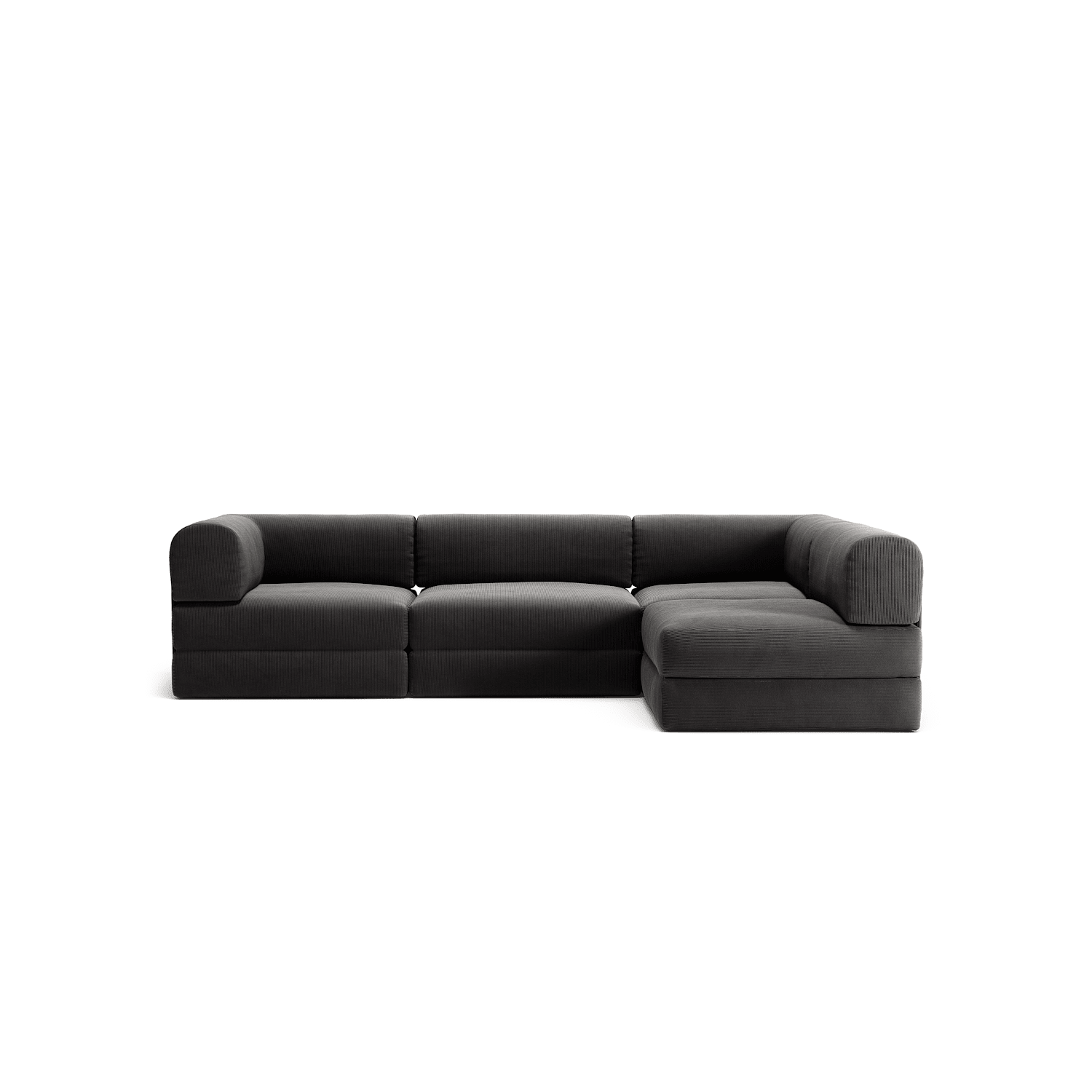 LUNA - 3 Seater Divan - Right - Corduroy Charcoal