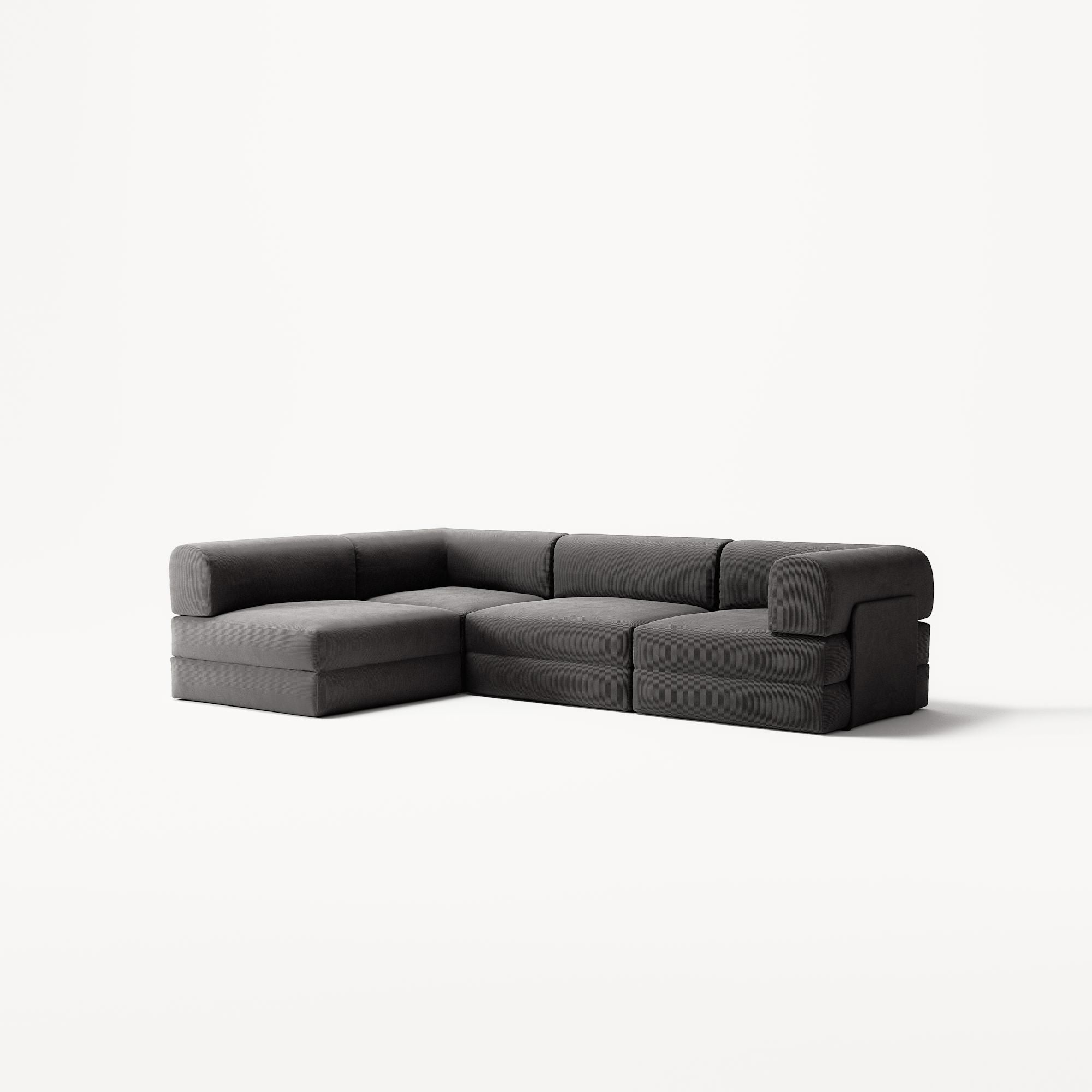 LUNA - 3 Seater Divan - Left - Corduroy Charcoal