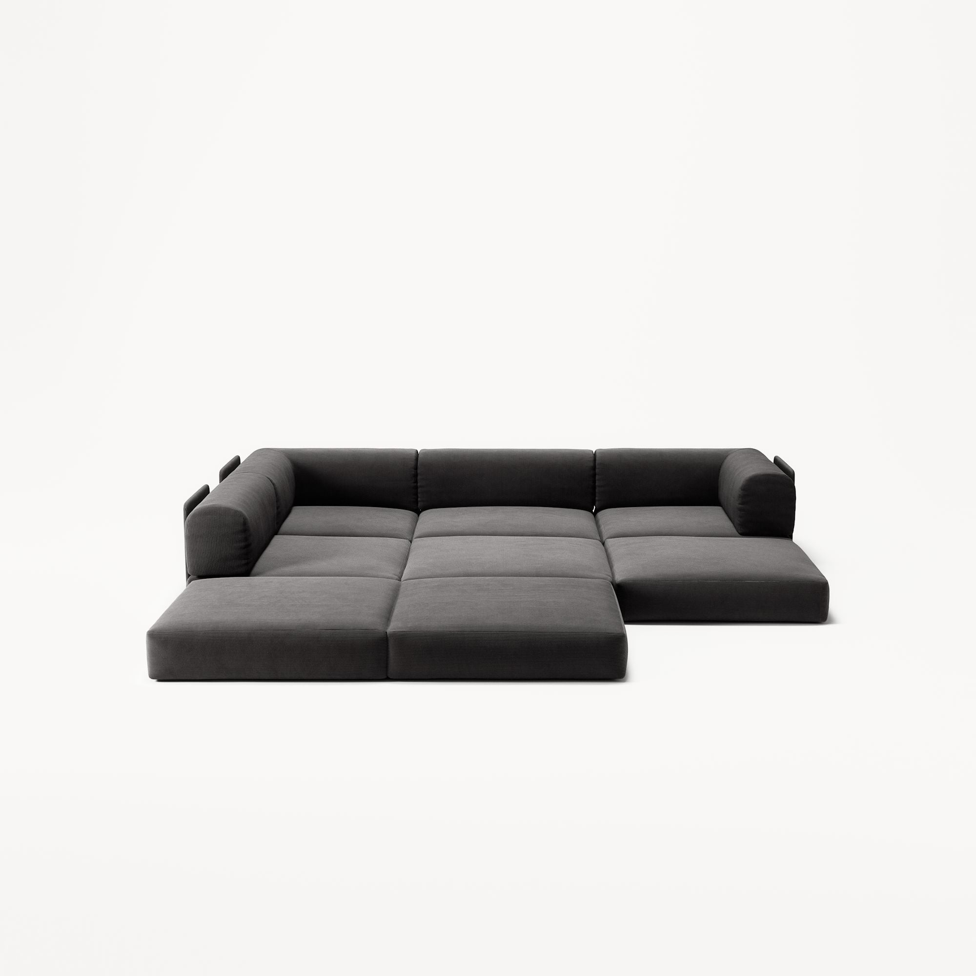 LUNA - 3 Seater Divan - Left - Corduroy Charcoal