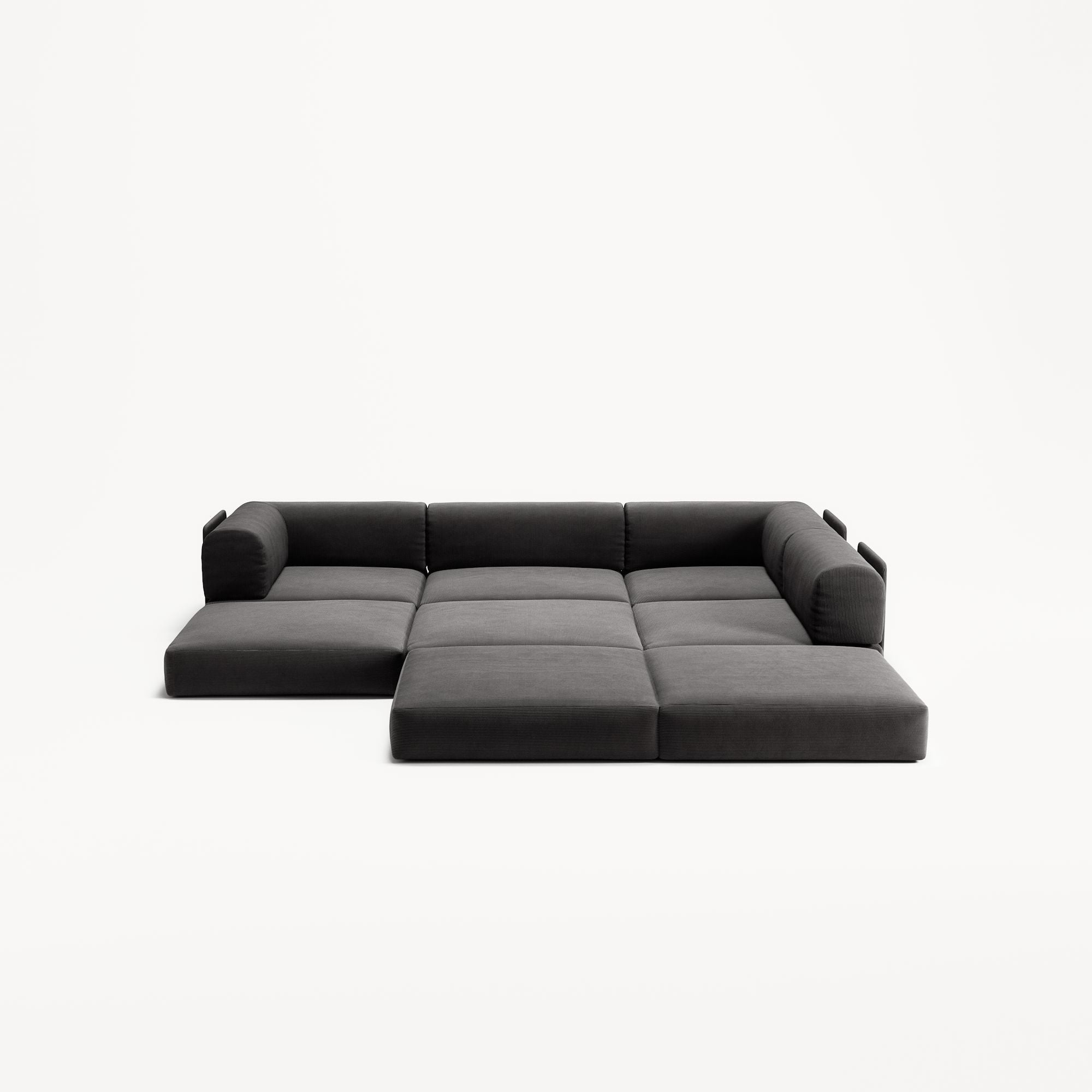 LUNA - 3 Seater Divan - Right - Corduroy Charcoal