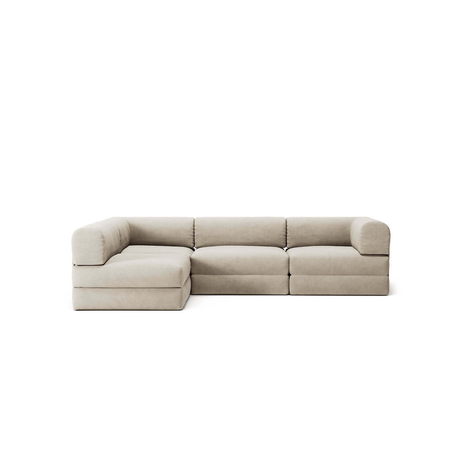 LUNA - 3 Seater Divan - Left - Corduroy Off-White