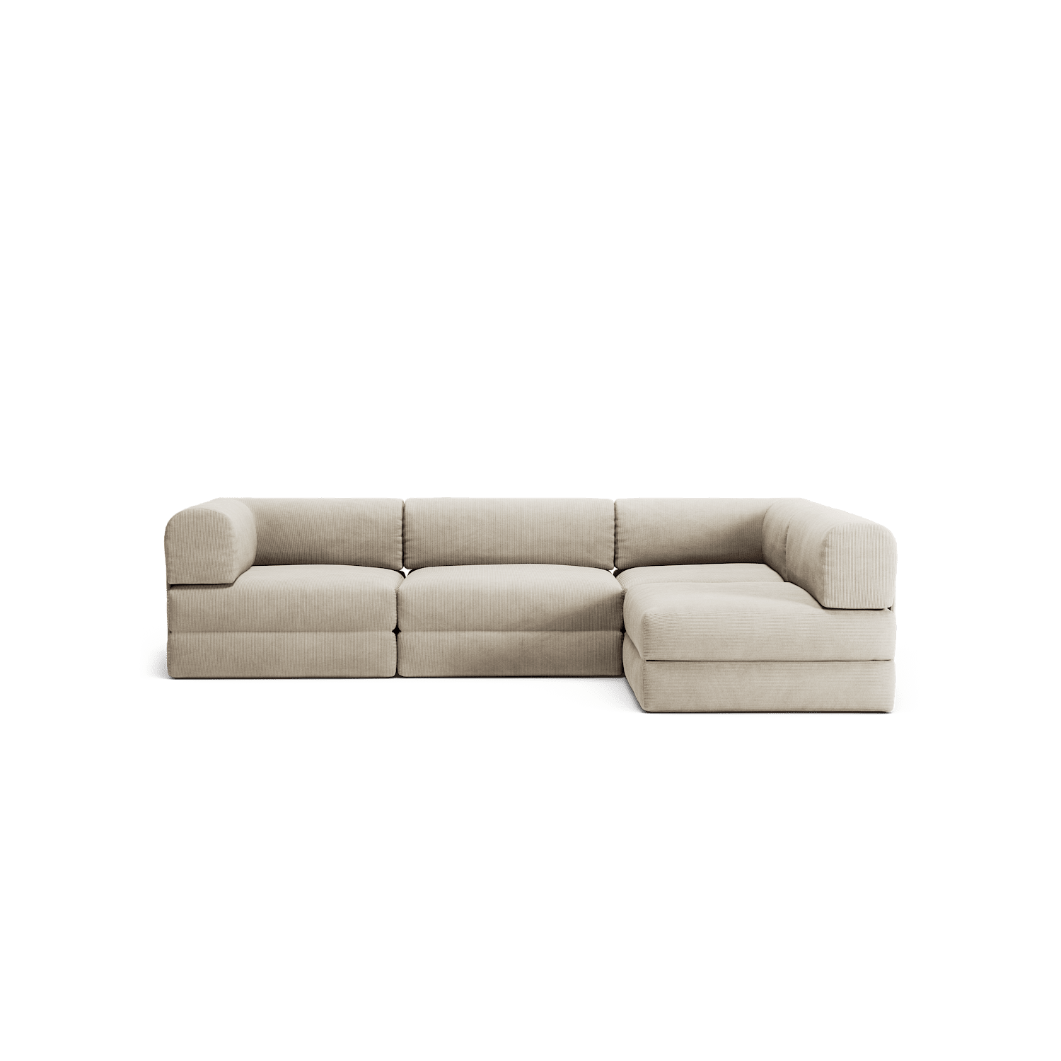 LUNA - 3 Seater Divan - Right - Corduroy Off-White