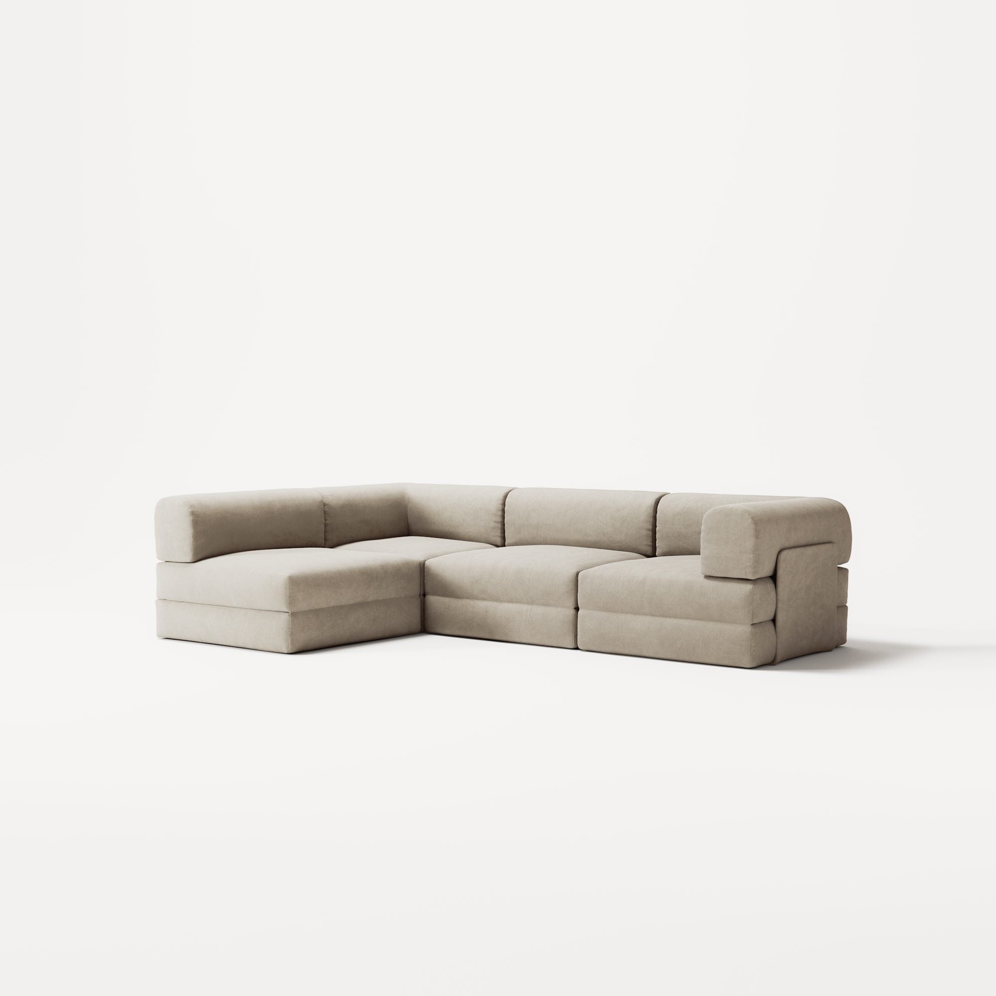 LUNA - 3 Seater Divan - Left - Corduroy Off-White