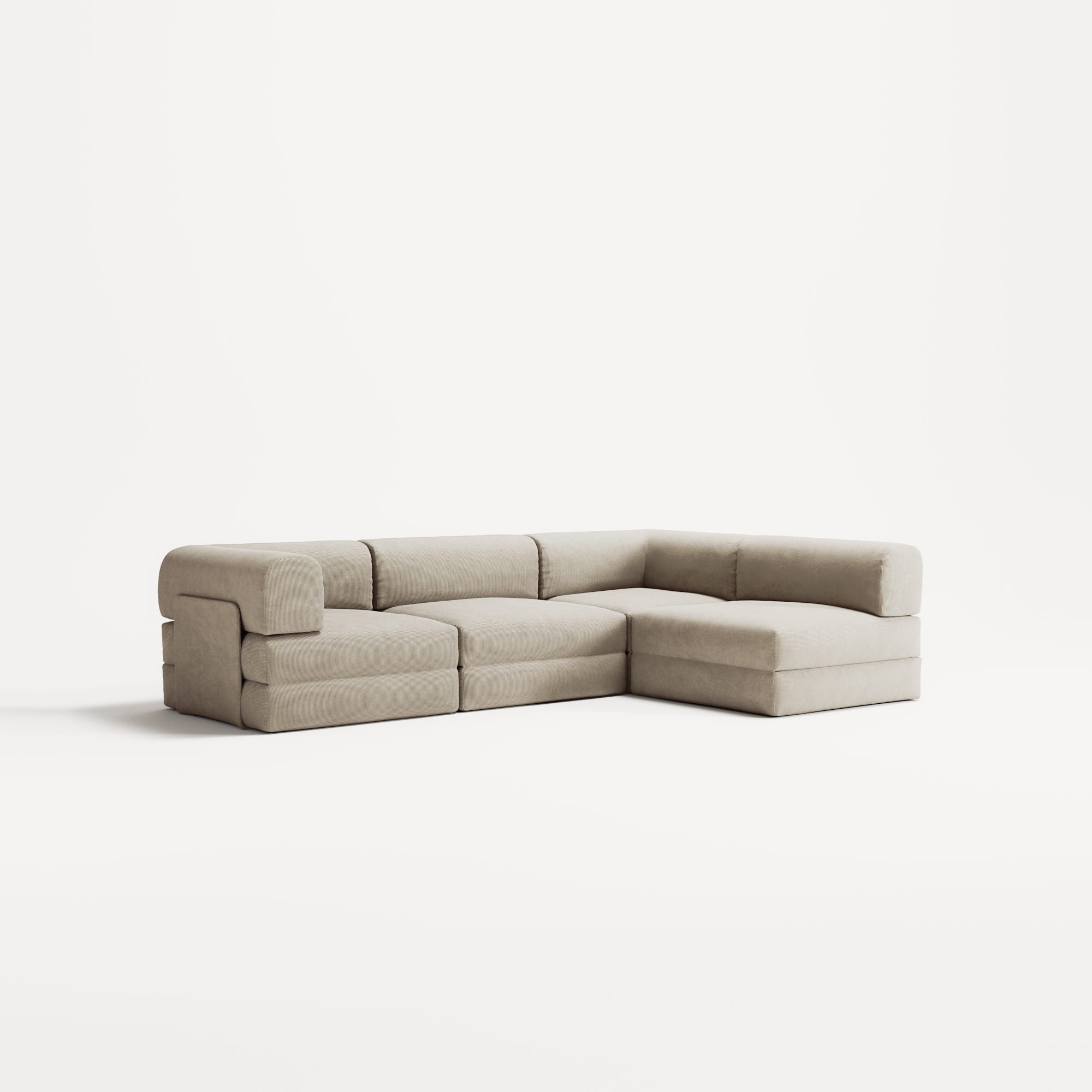 LUNA - 3 Seater Divan - Right - Corduroy Off-White