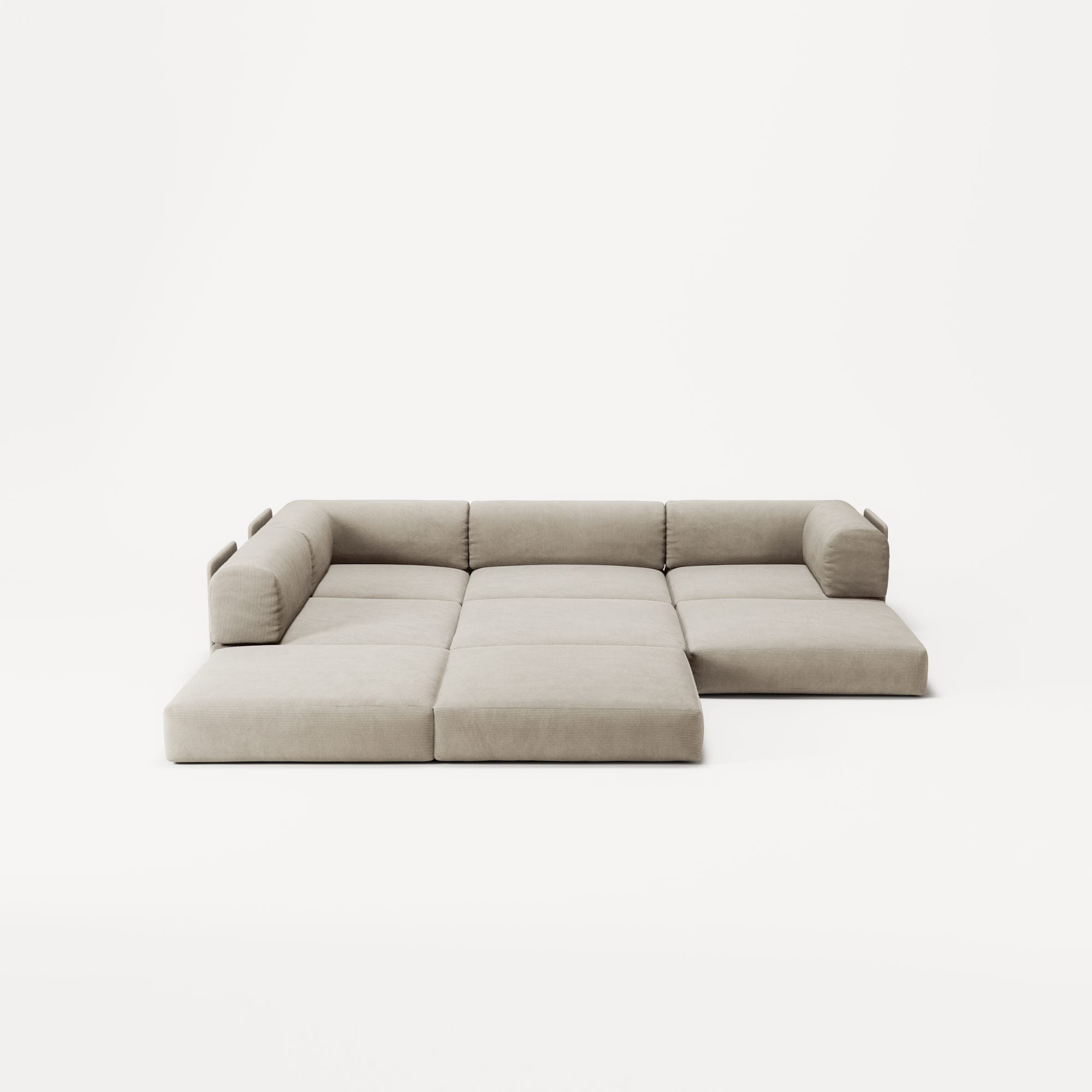 LUNA - 3 Seater Divan - Left - Corduroy Off-White