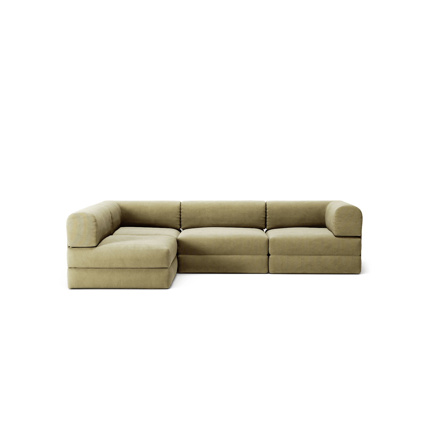 LUNA - 3 Seater Divan - Left - Corduroy Lime