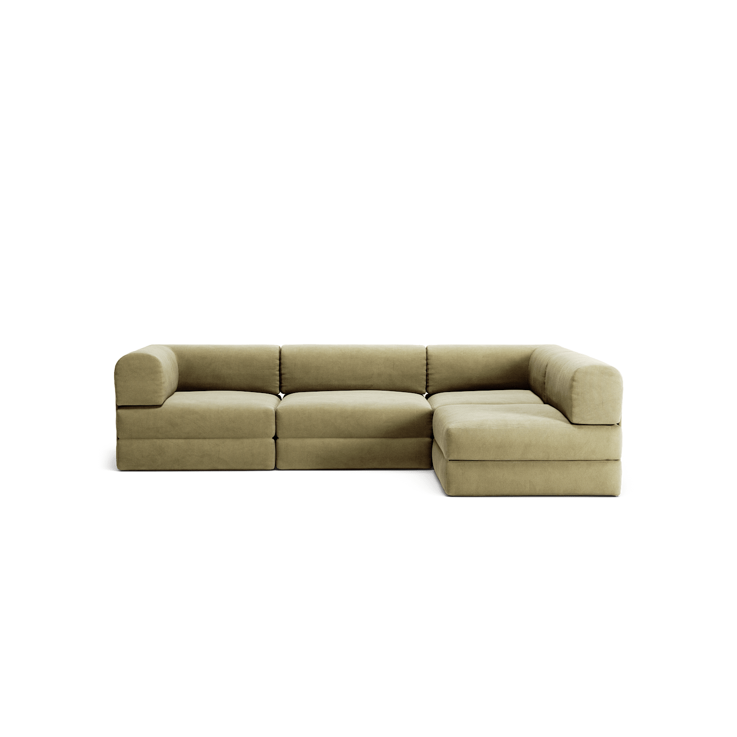 LUNA - 3 Seater Divan - Right - Corduroy Lime