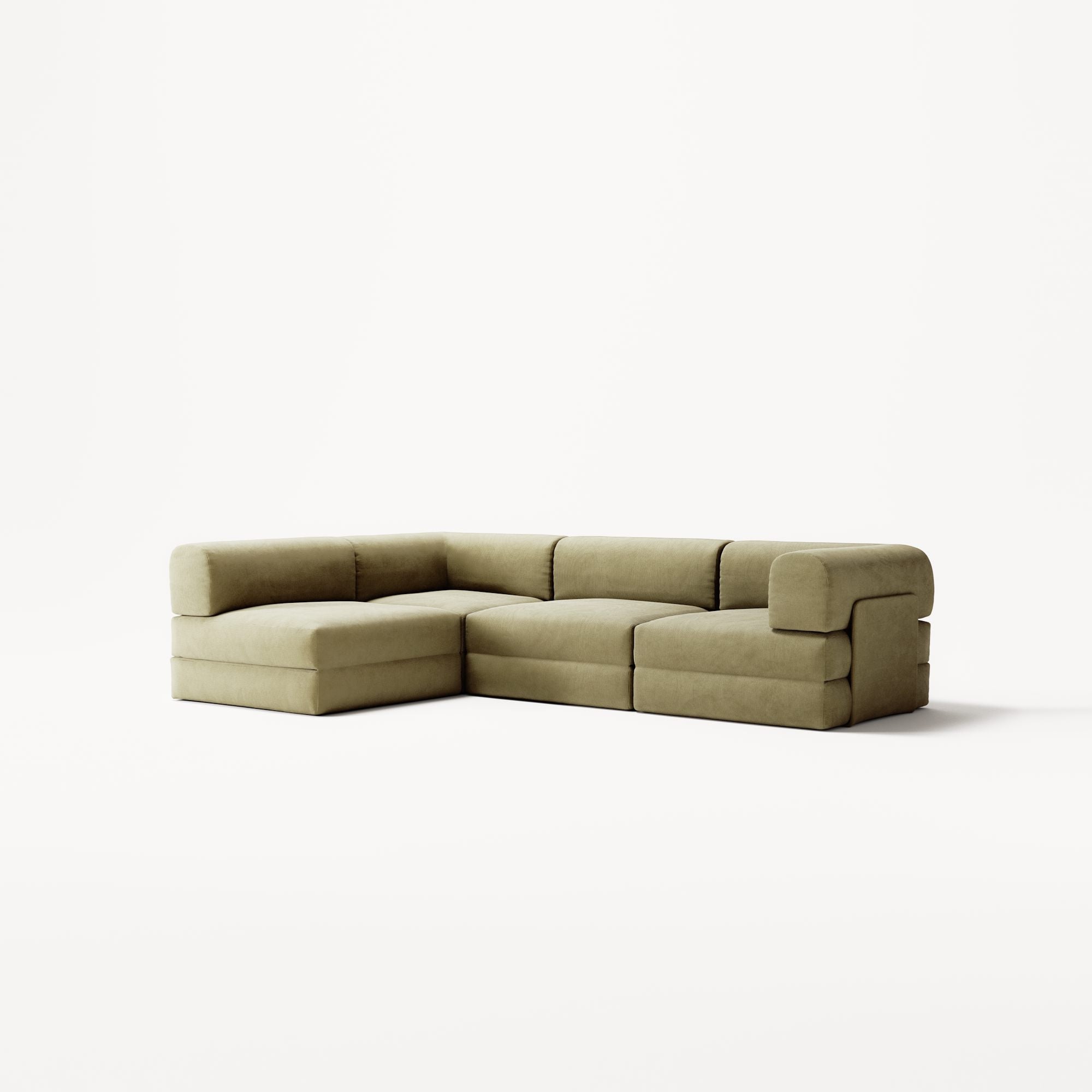 LUNA - 3 Seater Divan - Left - Corduroy Lime