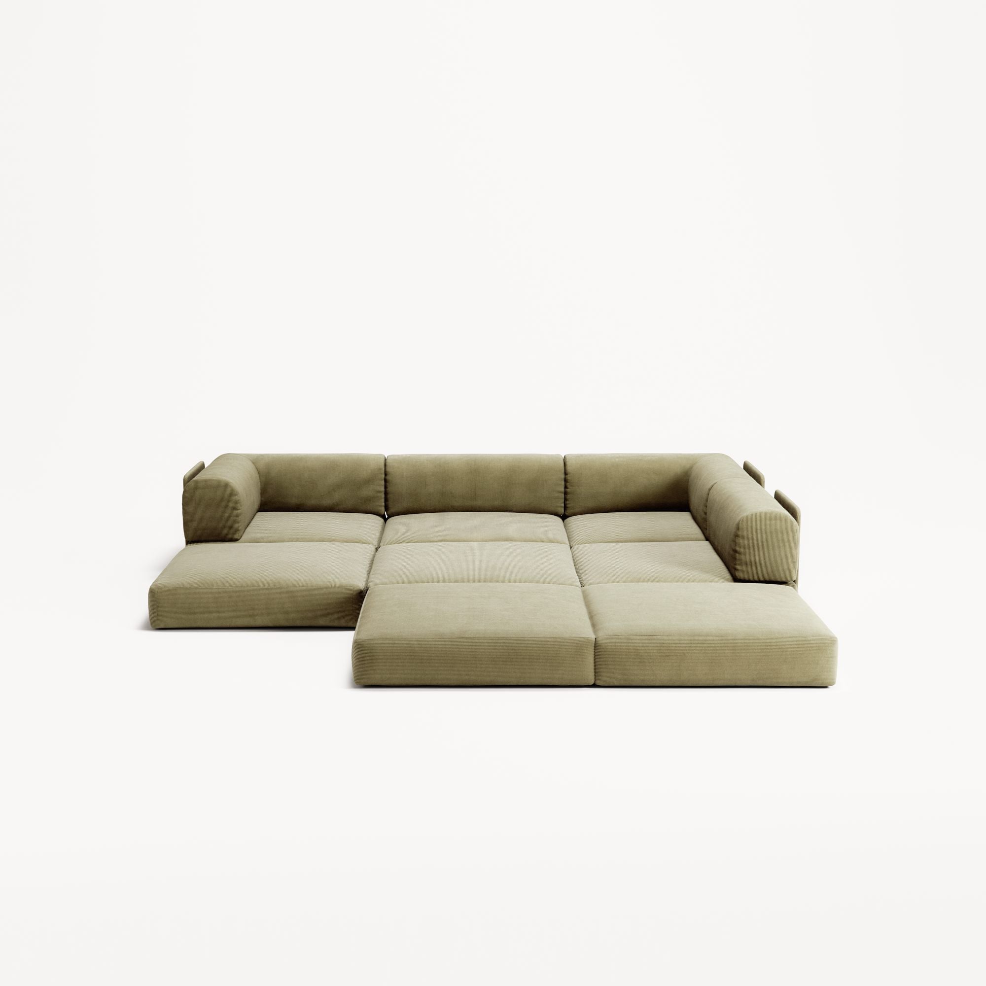 LUNA - 3 Seater Divan - Right - Corduroy Lime