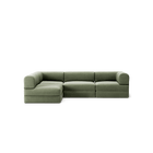 LUNA - 3 Seater Divan - Left - Corduroy Moss Green