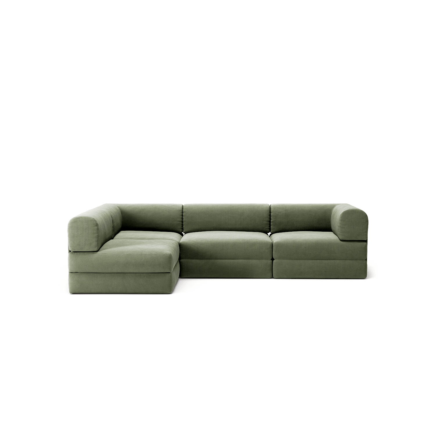 LUNA - 3 Seater Divan - Left - Corduroy Moss Green