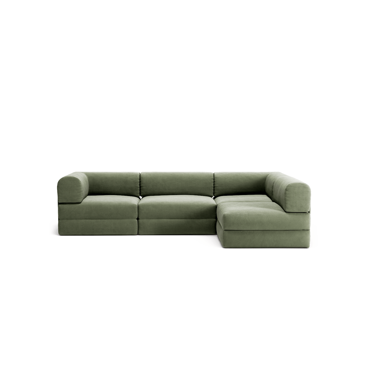 LUNA - 3 Seater Divan - Right - Corduroy Moss Green