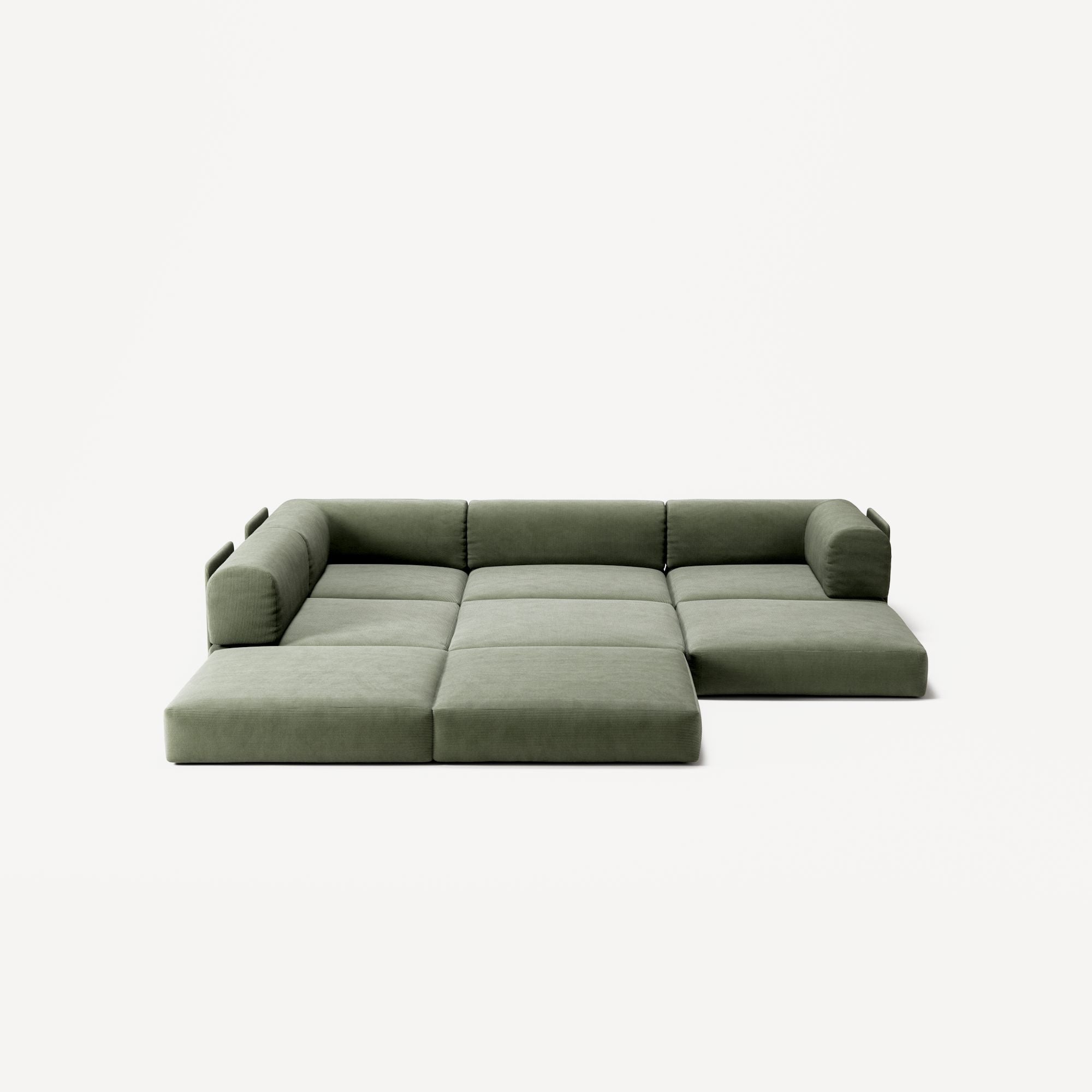 LUNA - 3 Seater Divan - Left - Corduroy Moss Green