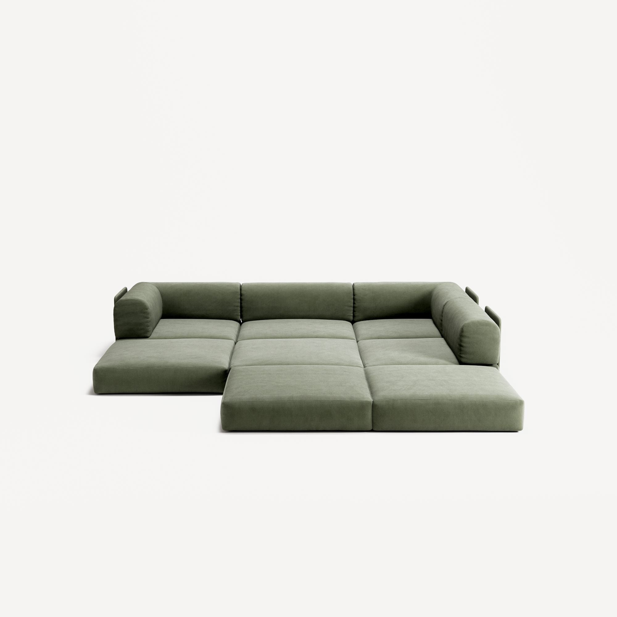 LUNA - 3 Seater Divan - Right - Corduroy Moss Green