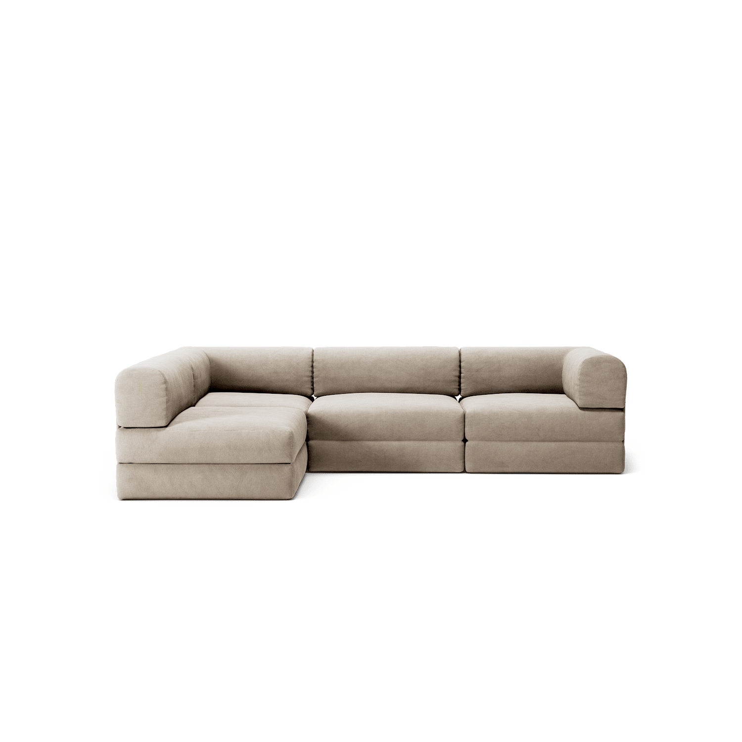 LUNA - 3 Seater Divan - Left - Corduroy Pale Beige