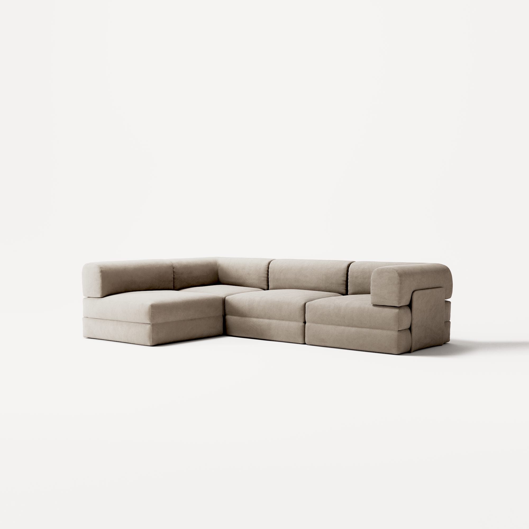 LUNA - 3 Seater Divan - Left - Corduroy Pale Beige