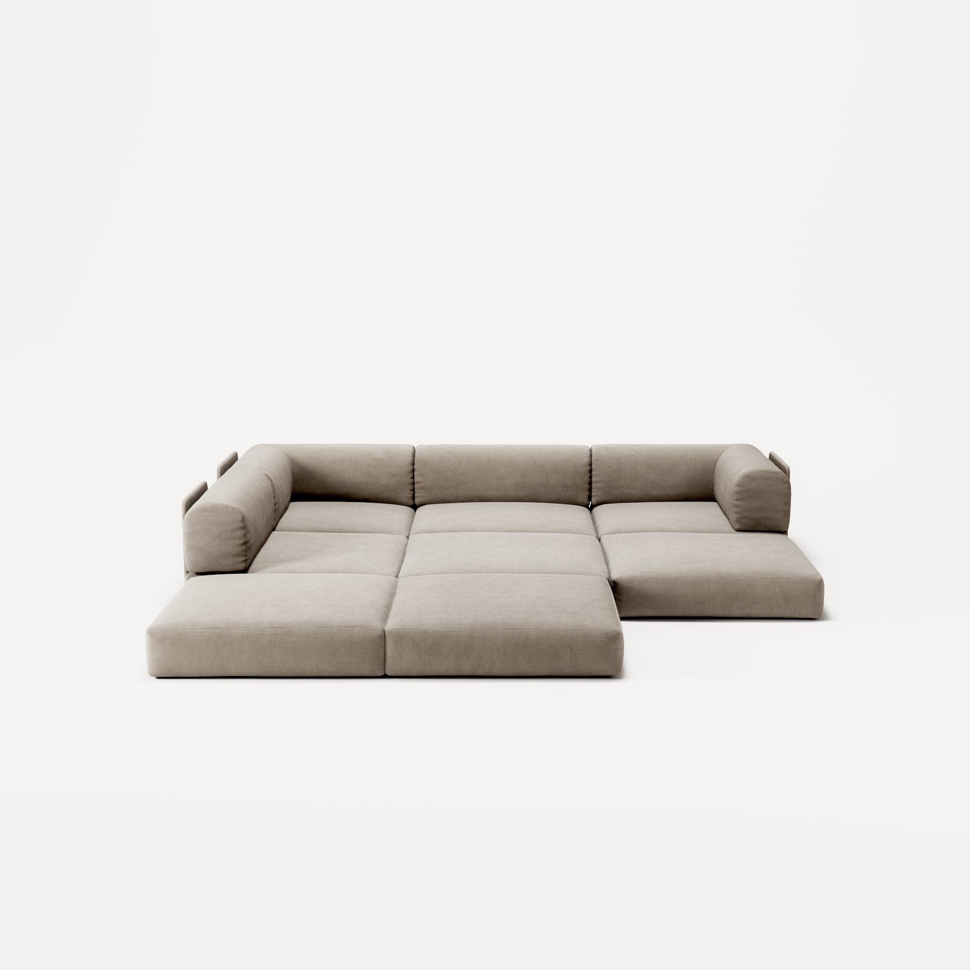 LUNA - 3 Seater Divan - Left - Corduroy Pale Beige