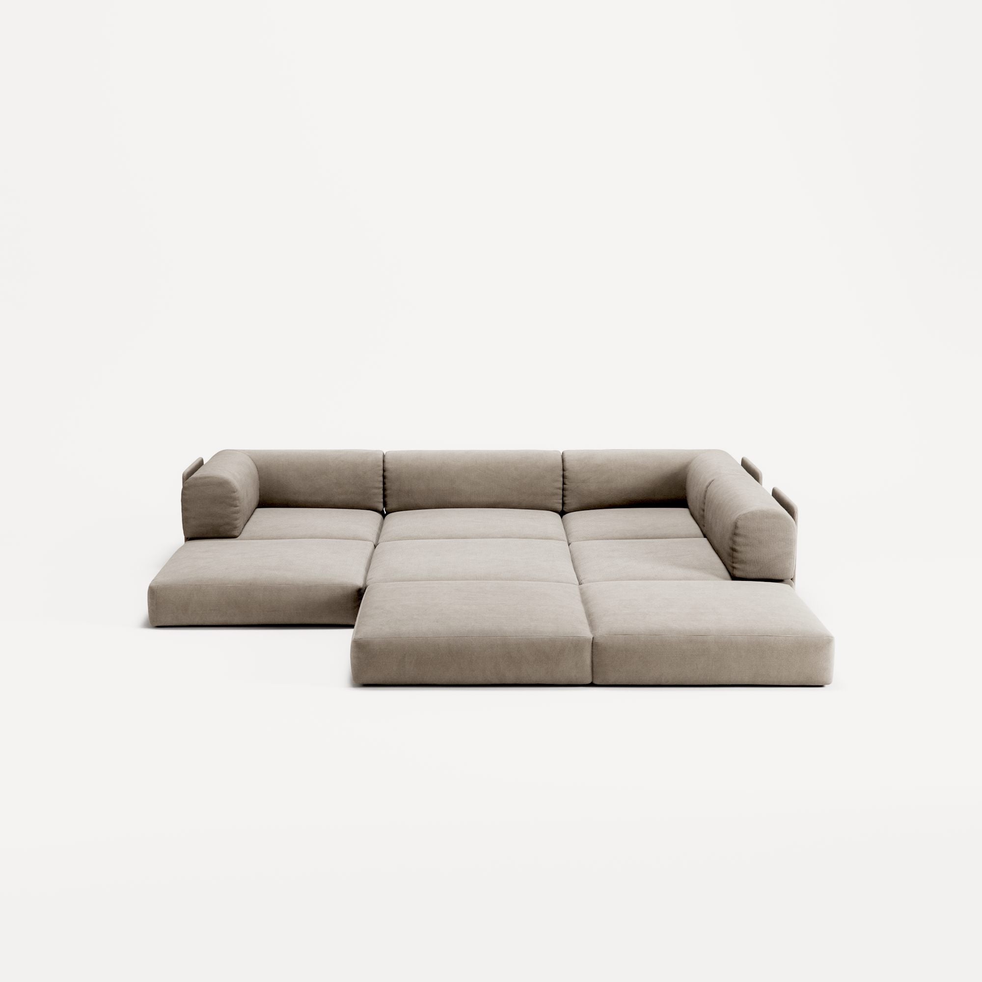 LUNA - 3 Seater Divan - Right - Corduroy Pale Beige