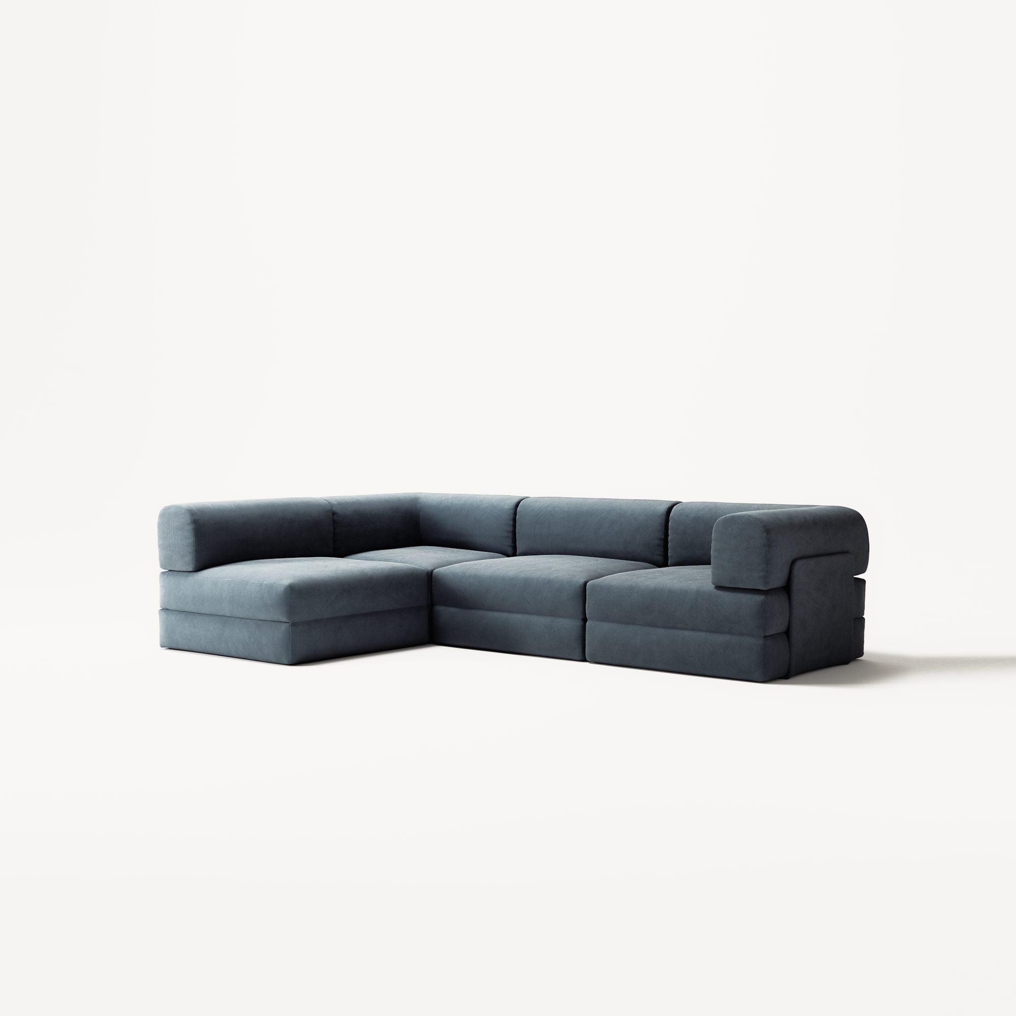 LUNA - 3 Seater Divan - Left - Corduroy Dark Blue