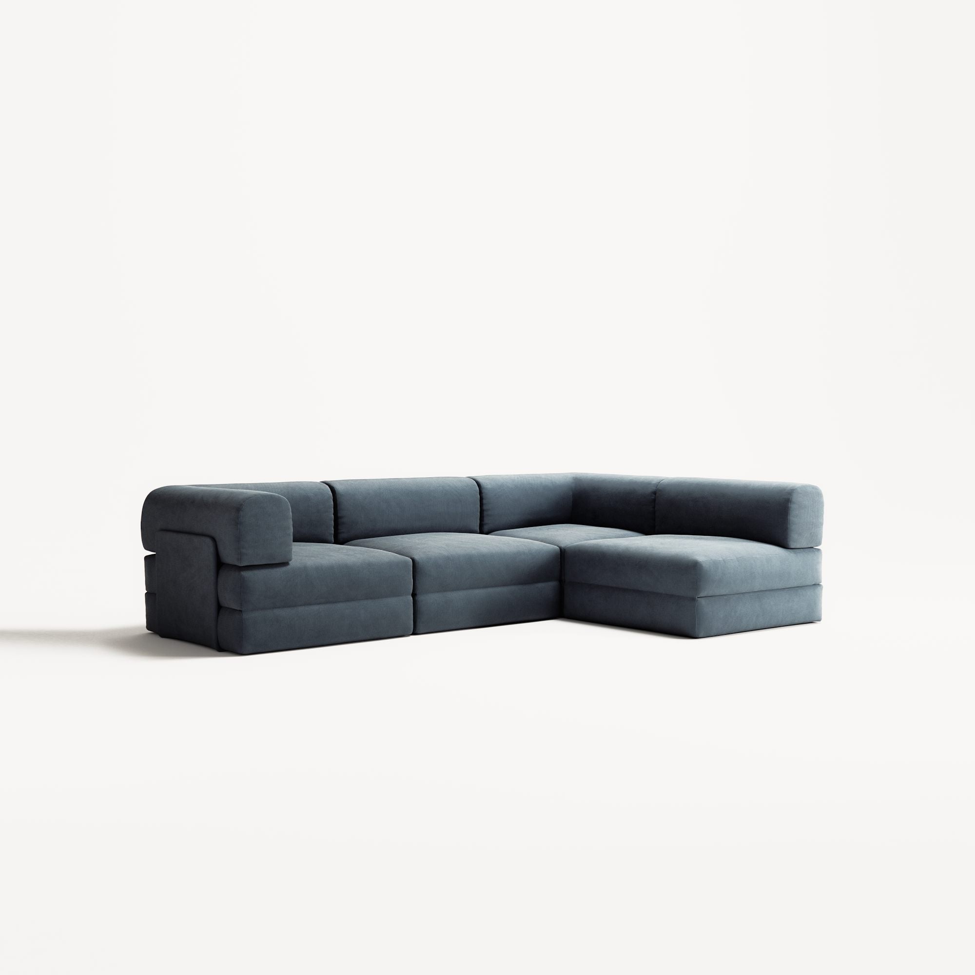 LUNA - 3 Seater Divan - Right - Corduroy Dark Blue