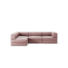 LUNA - 3 Seater Divan - Left - Corduroy Soft Pink