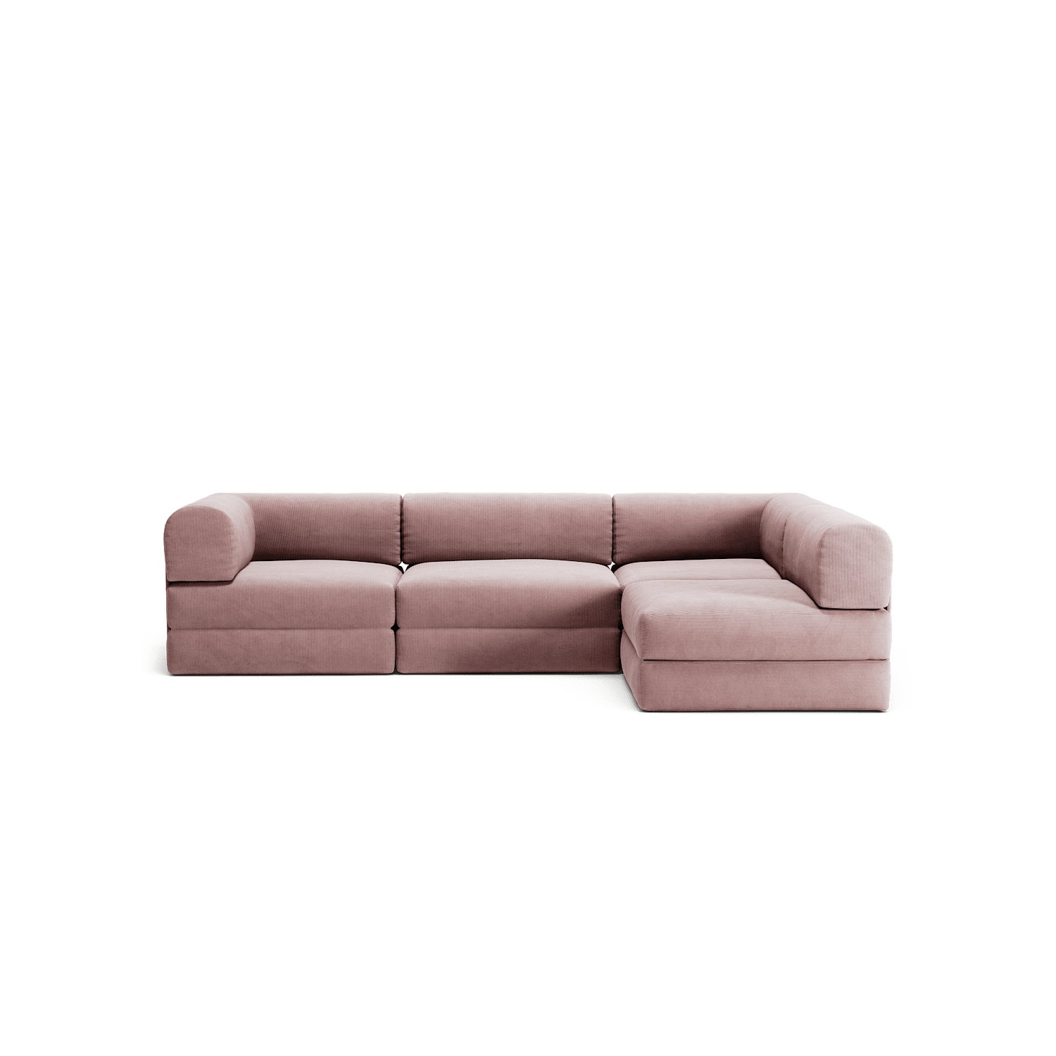 LUNA - 3 Seater Divan - Right - Corduroy Soft Pink