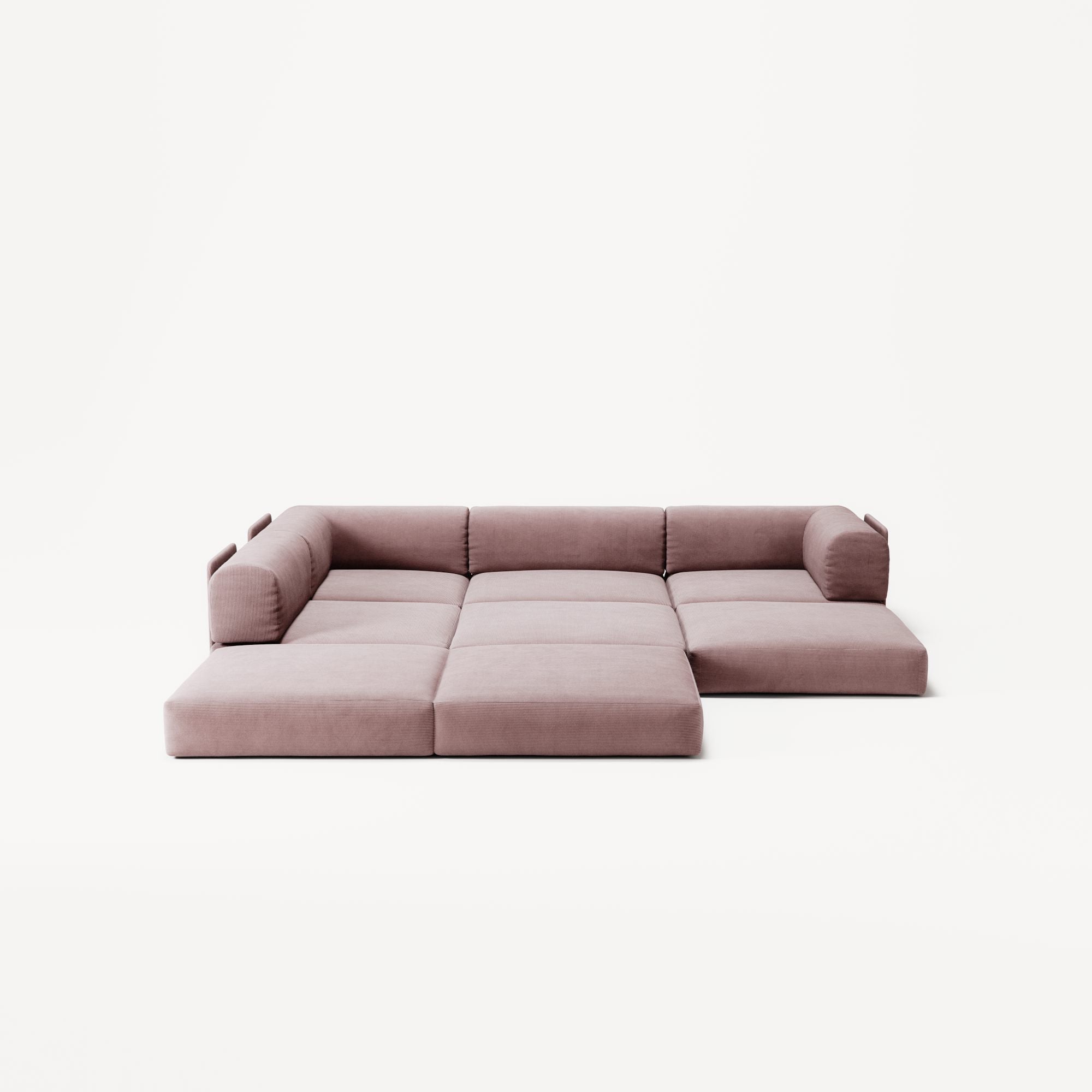 LUNA - 3 Seater Divan - Left - Corduroy Soft Pink