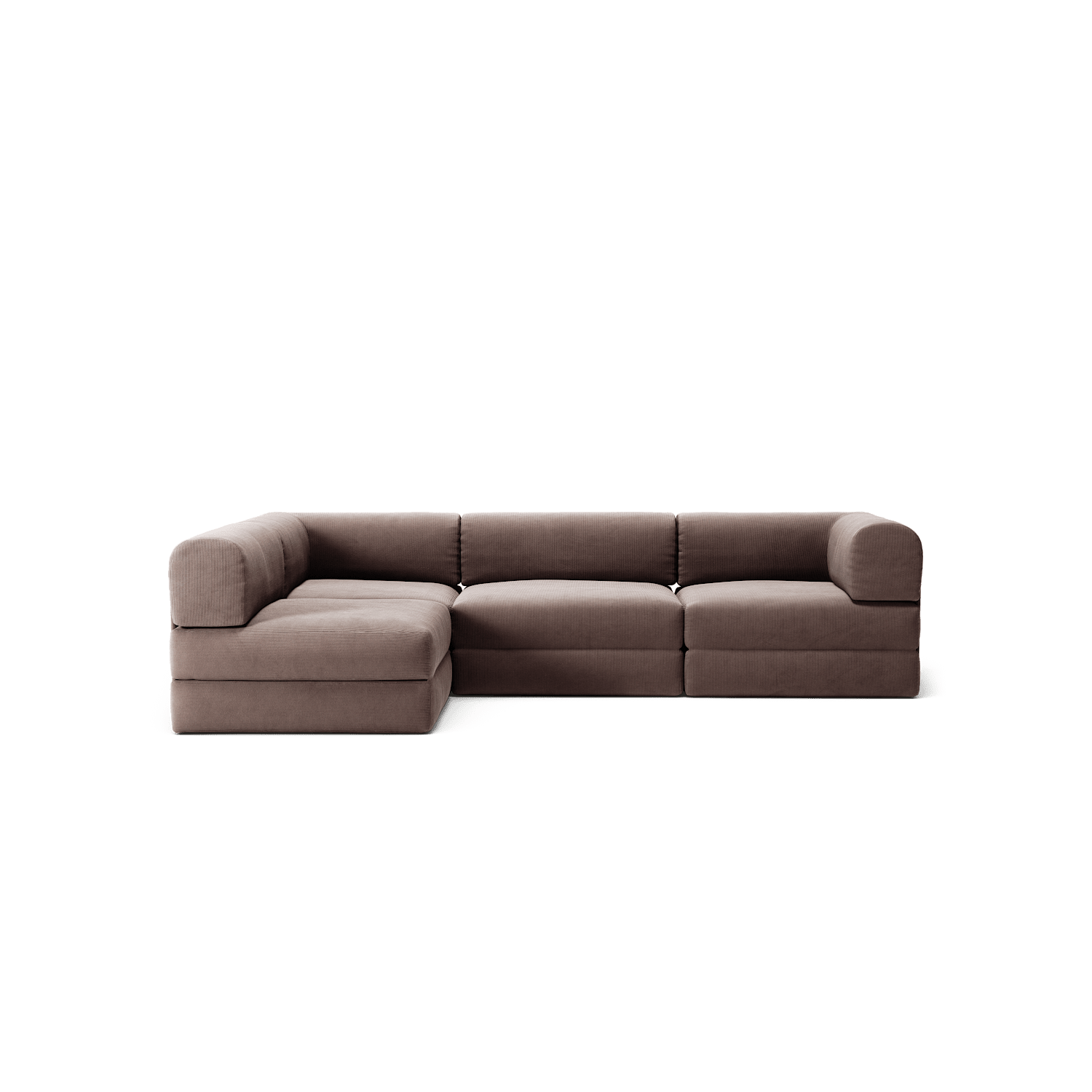 LUNA - 3 Seater Divan - Left - Corduroy Warm Brown