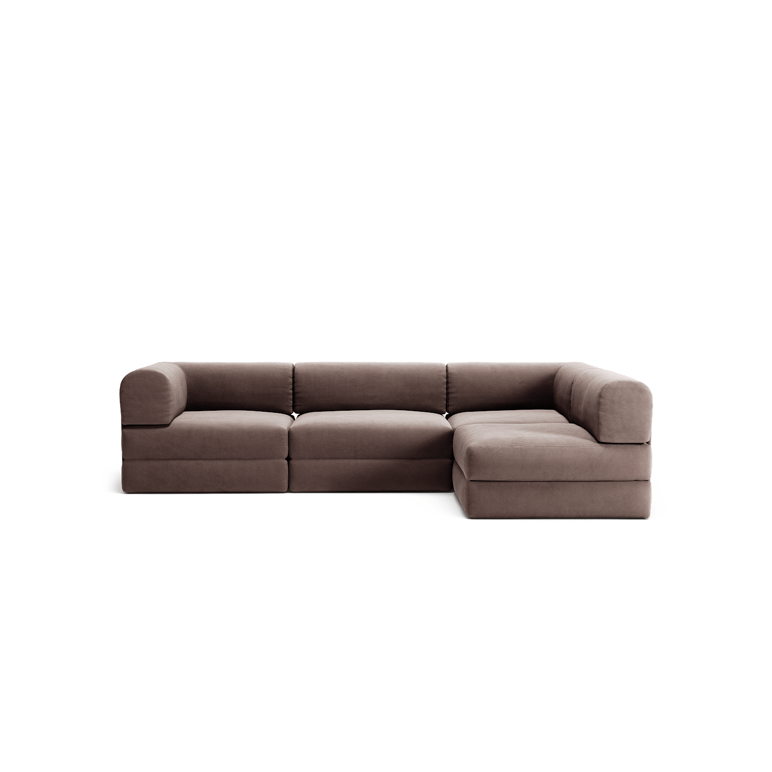 LUNA - 3 Seater Divan - Right - Corduroy Warm Brown